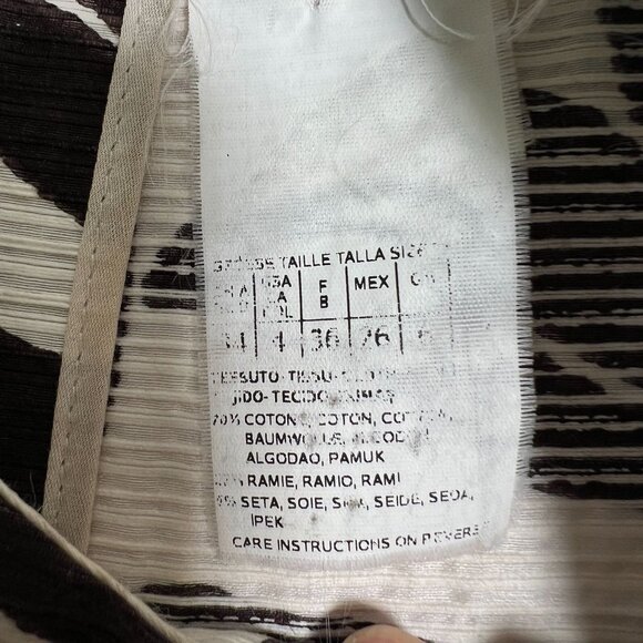 Max Mara Leaf Print Swing Dress Mini A-Line Retro Sleeveless Cotton Silk 4 Multi - Picture 8 of 11